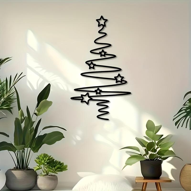2pcs Christmas Tree Wall Art - Wrought Iron Metal Christmas Tree Wall Decor Ornament with Star Pattern, Perfect Choice for Indoor/Outdoor Decoration