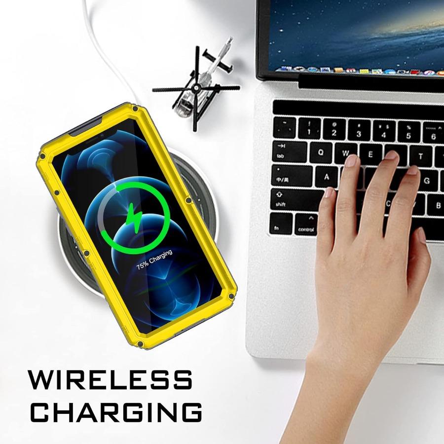 4-in-1 IP68 Waterproof Metal Case for IPhone 17 17e Air 16e 15 16 14 13 12 11 Pro Max XS XR 8 7 Heavy Aluminum Silicone Cover