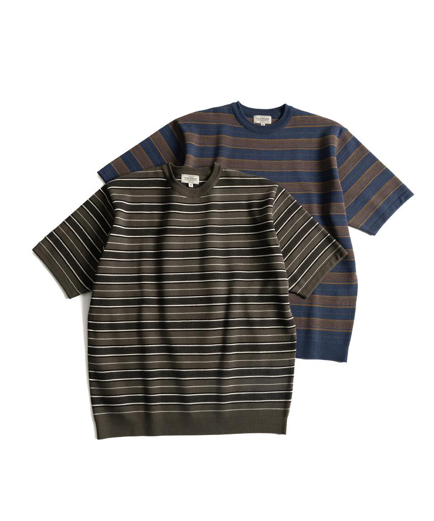 Waildeubeuligseu W23 Knitted Stripe T-Shirt (Blue&Brown)