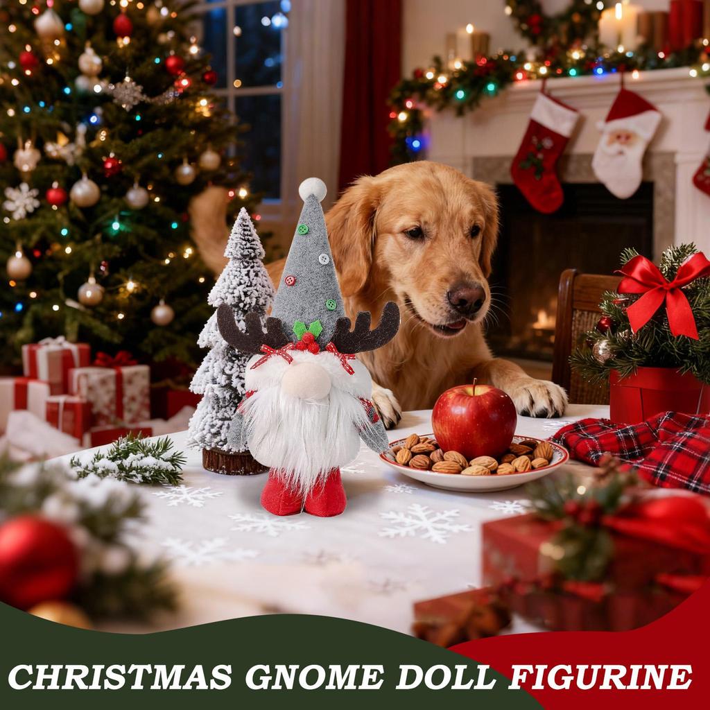 Gnome Christmas Ornaments Christmas Figurines With Antlers Window Decoration With Hat For Living Room Office Bedroom Table