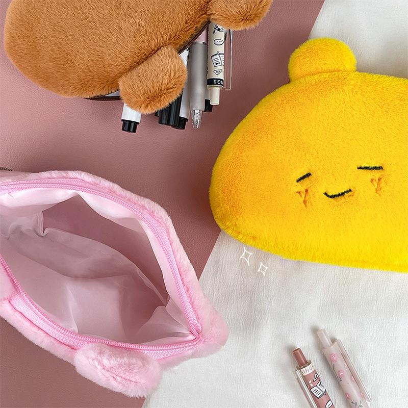 Kawaii Plush Cute Pencil Case Butter Bear Pencil Bag Kids School Home Stationery Box Korea Plush Bag Kids Gifts Toys Gifts