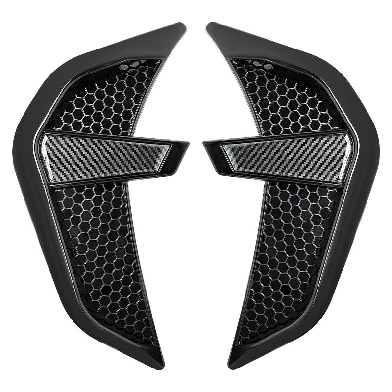Car Side Air Fender Intake Vent Spoiler Cover Black TPU Shark Gilles Trim Universal Carbon Fiber Pattern Car Side Exterior Accessories