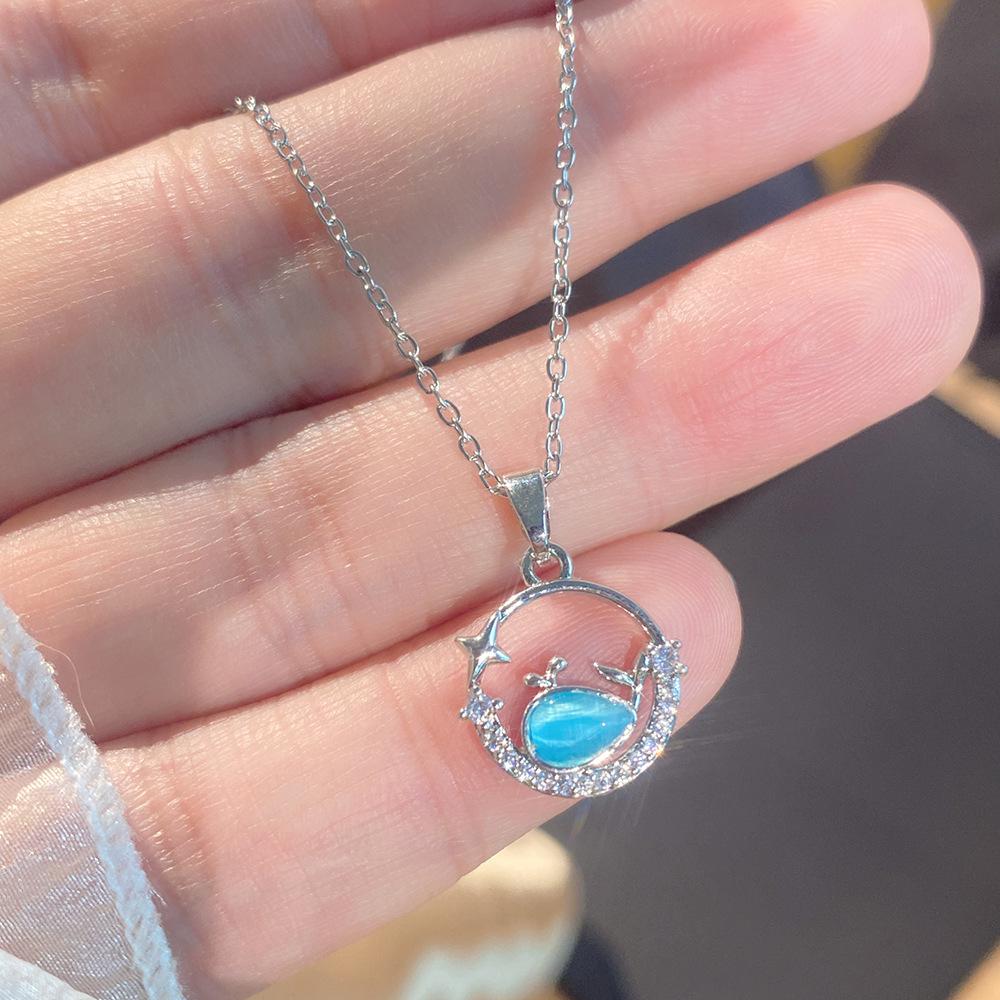 Light Luxury Full Diamond Inlaid Zircon Titanium Steel Clavicle Chain Fairy Versatile Delicate Necklace Gift for Girlfriend