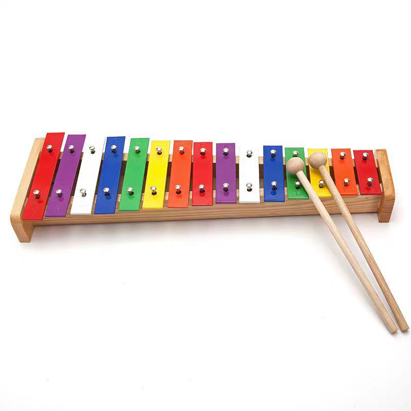 15-Note Aluminum Orff Xylophone - Rainbow Educational Percussion Instrument for Schools