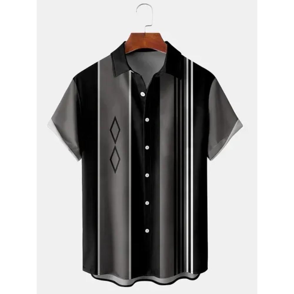 Hawaiian Men's Striped Shirts For Blouse Men Camisa Social Short Sleeve Casual Top Oversized Gym Clothing Fashion Male Vintage