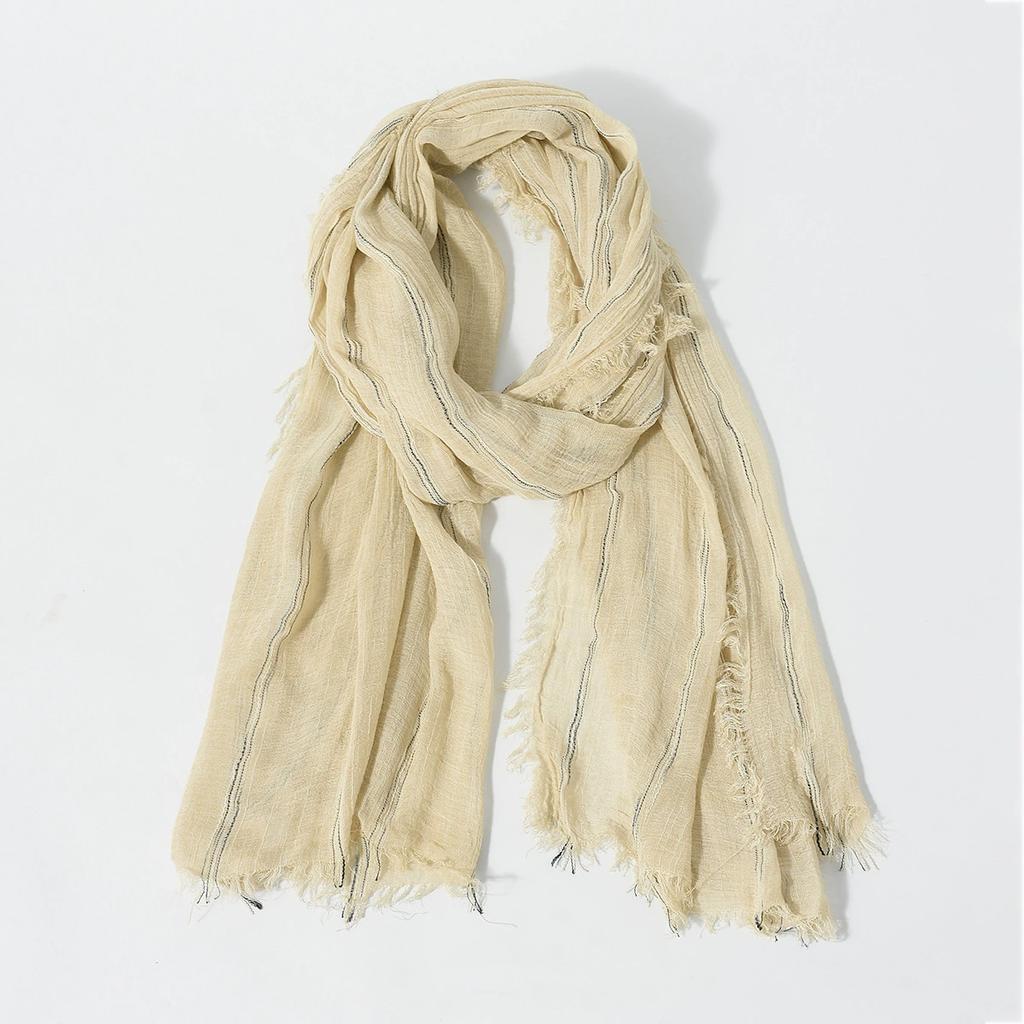 New Men's Scarf Vertical Stripe Scarves Light Weight Head Scarves Fashion Fringe Scarves