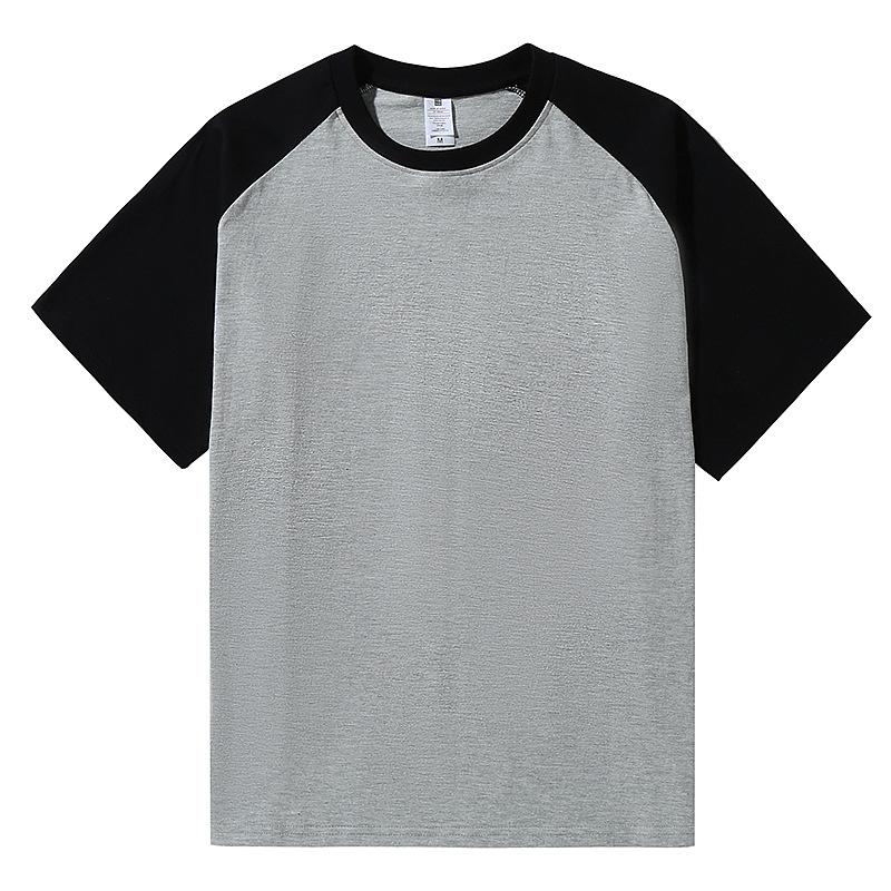 Unisex Retro Color Block Raglan Cotton T-Shirt - Casual Loose Fit, Short Sleeve