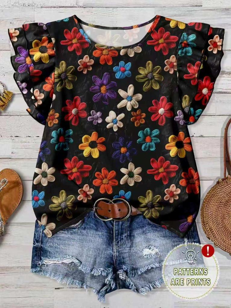Available: 2026 Plus Size Women's 3D Printed Casual Summer Shirt, European & American Style.