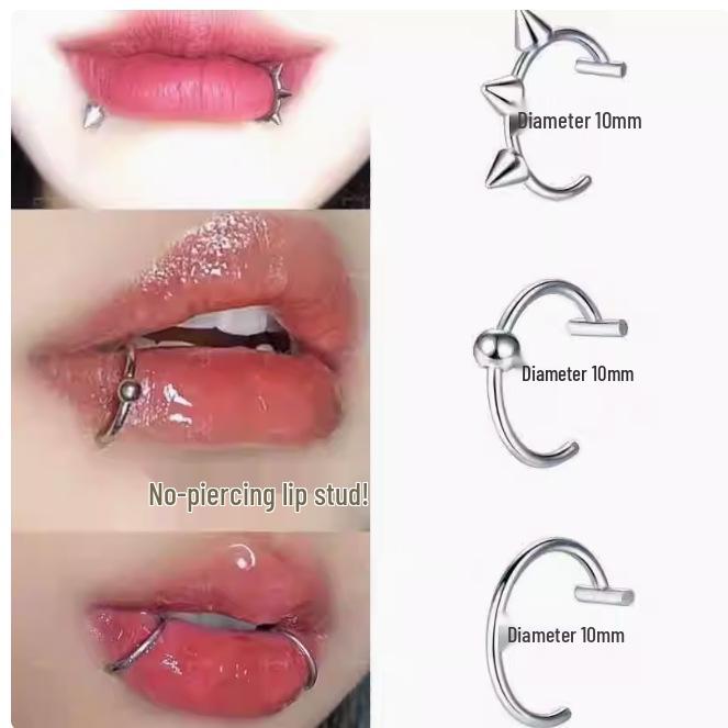 Titanium Steel Lip Stud Sticker: Trendy Fake Piercing Ring for Men & Women - Cool Disco Jewelry Accessory