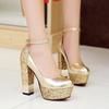 Platform Glitter Silver Gold Pumps Women Wedding Party Shoes Bridal Ladies Red High-heels Pumps