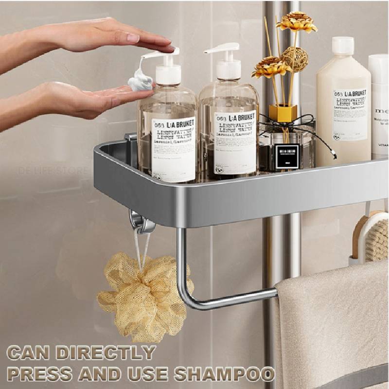 Modern Minimalist Plastic Bathroom Wall Shelf With No Drilling For Shower And Kitchen Storage