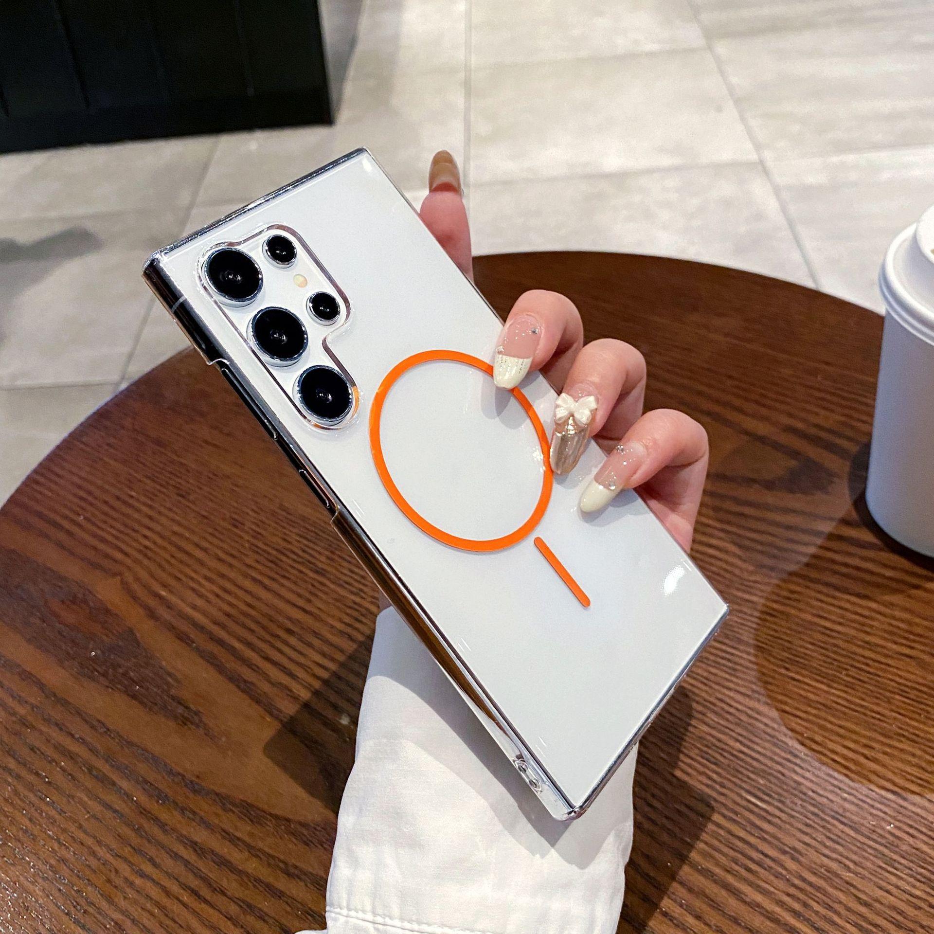 

Suitable for Samsung S25 Ultra Mobile Phone Case Thin Circle Magnetic Suction S24 Anti Fall PC High Transparency and Yellowing Protection Case Galaxy S24 FE