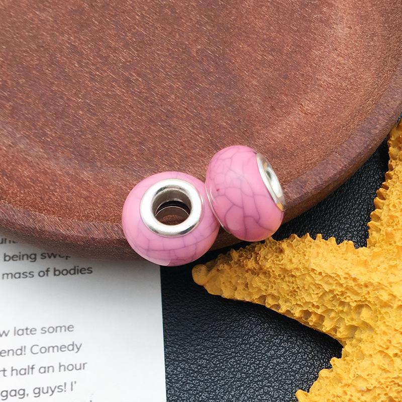 

Розовые бусины Panjia с большим отверстием: 20 видов круглых бусин-разделителей ручной работы для браслетов marble beads 9*13 holes 5mm