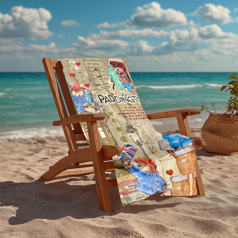 Ultra-Soft Beach Towel with Paddington Bear Theme,Ideal for Pool - Camping, Diving - Perfect Travel Essential, Vibrant Beach Towel.