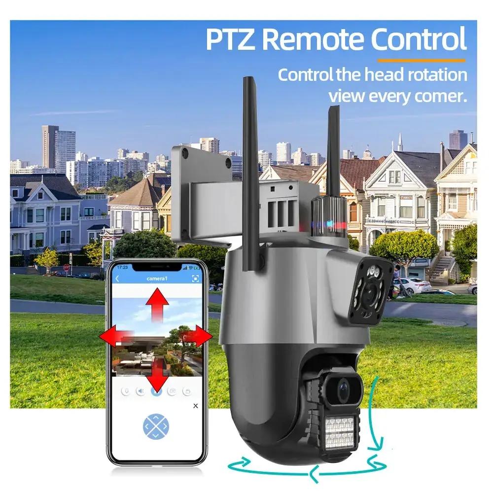 4K 8MP Dual Lens Dual Screen IP Camera WIFI Waterproof Color IR Night Vision Auto Tracking WIFI Surveillance Cameras V380pro App