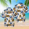 Men's School Bus & Tropical Floral Print Hawaiian Shirt Casual Button Down Short Sleeve Beach Shirts For Summer Holiday