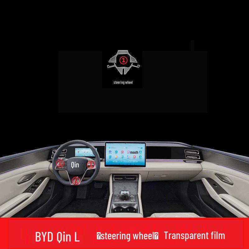

Compatible with 25 BYD Qin L Models: Interior Navigation Screen, Gear Shift, A/C Sticker, Center Pillar HD TPU Film Kit.