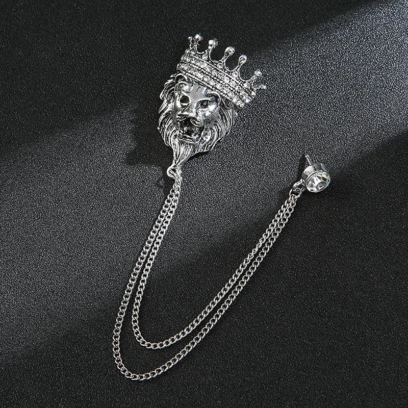 

Брошь-цепочка в виде бриллиантовой короны в корейском стиле - Модный мужской аксессуар с кисточкой для костюма