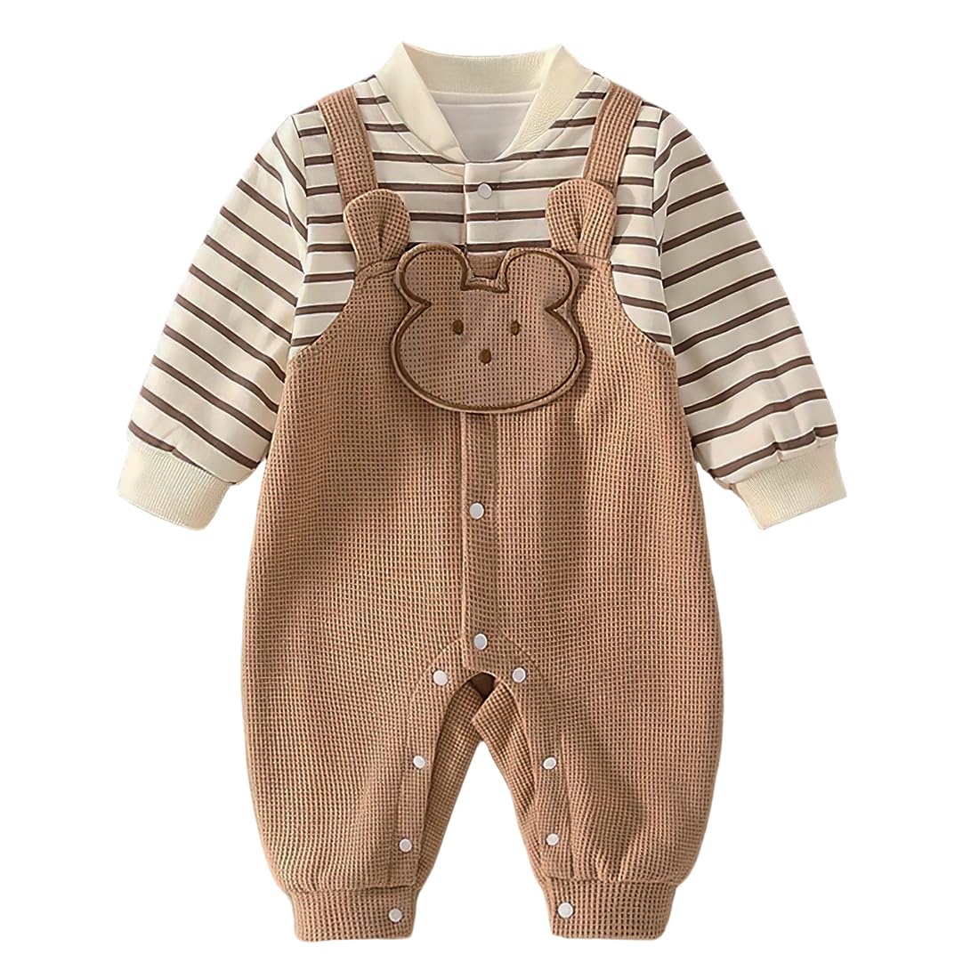 

SLINX Long Sleeve Baby Boys and Girls Long Sleeve Newborn Infant Open Cute Bear PF3158 Size Clothes, Coverall, Romper, Cotton, Front, Design,