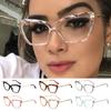 Be Equipped with Myopia Glasses Women's Eyeglass Frame Faceted Crystal Eyeglasses Cat Eye Glasses Frame Square Glasses Frame