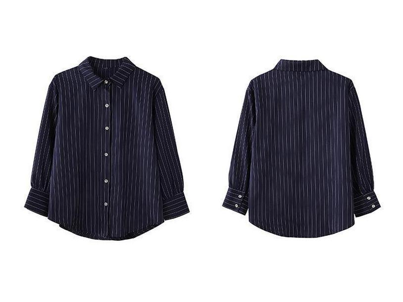 Women's Striped Chiffon Shirt - 2022 Spring/Autumn Niche Design, Light, Professional Style