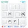 BSEED Wifi 1/2/3Gang Wall Smart Switches Mechanical Click Buttons Tuya Smart Life App With EU Power Sockets USB Glass Frames