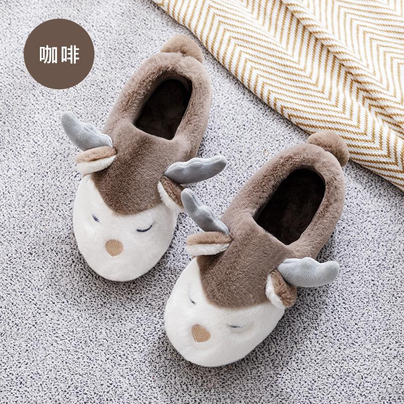 Autumn and Winter Couple Cotton Slippers for Female Home Use, Indoor Postpartum Warmth, Anti Slip Plush Home Furnishings, Cotton Slippers