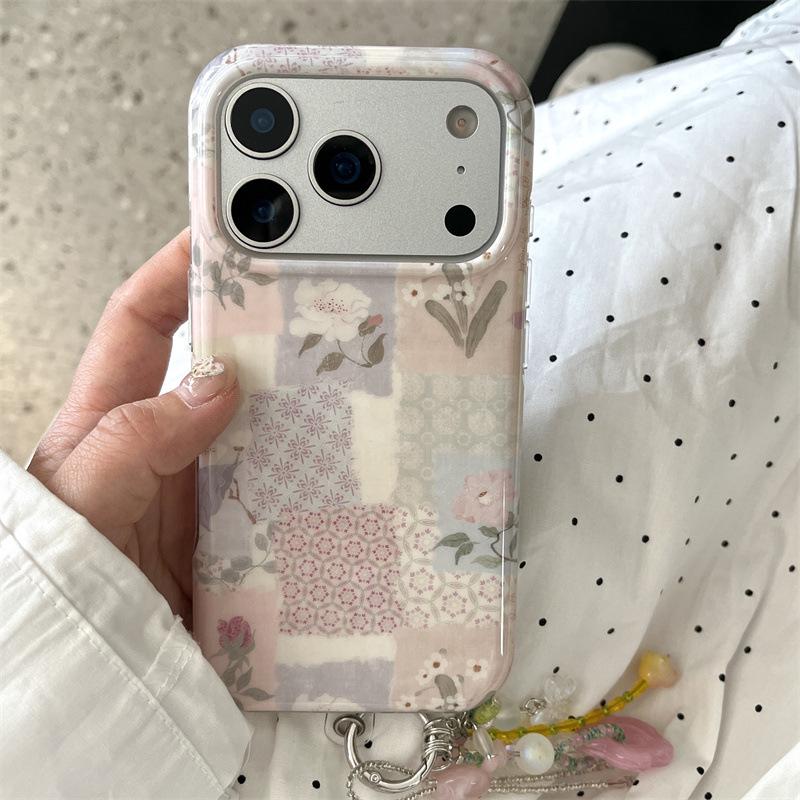 High-End Floral Patchwork Fabric Case for iPhone 17, 16 Pro Max, 15, 14