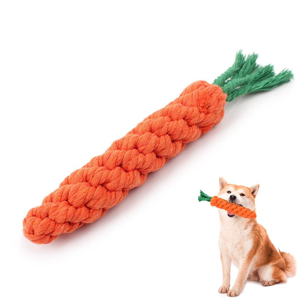 Carrot Dog Teething Toy Dog Chew Toys Safe Durable Bite Rope Puppy Molar Cleaning Teeth Cotton Rope Toy Accessories