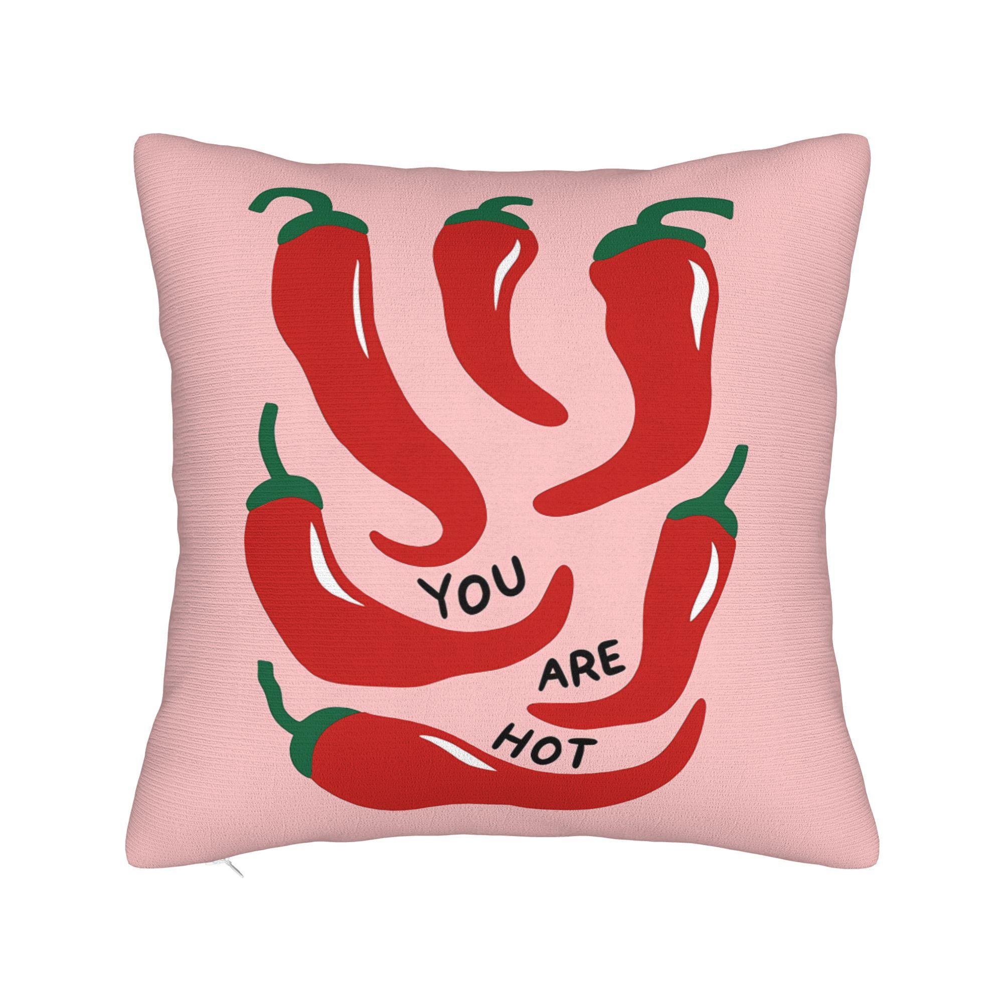Hot Chili Pepper Pillowcase You Are Hot Cushion Cover Spicy Food Lover Throw Pillow Funny Kitchen Decor Modern Home Accent 40x40 cm