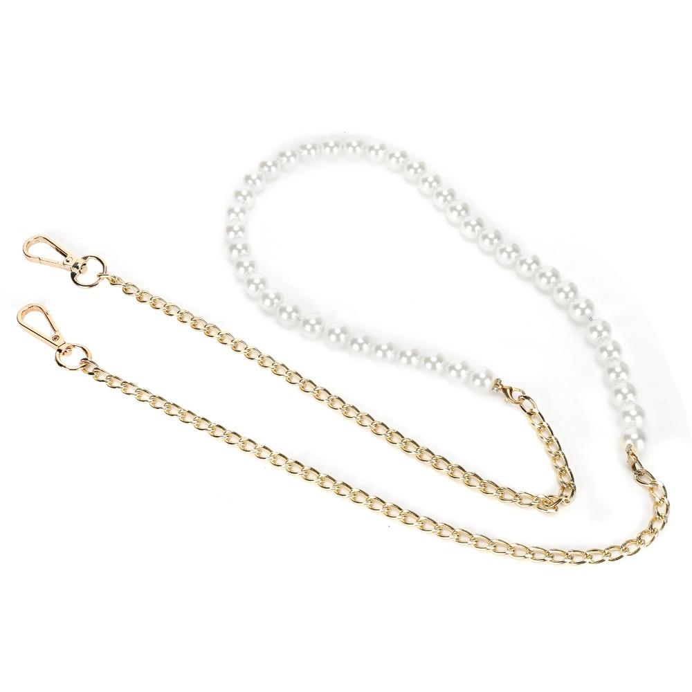 1pcs Metal Buckle Bag Strap Replacement Alloy Lobster Claw Clasps Imitation Pearl Chain For Handbag