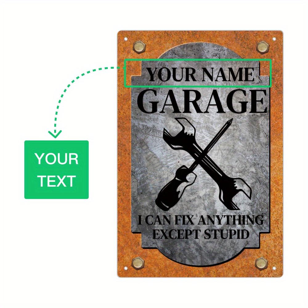 

Decor Custom Garage Sign Personalized Name Gifts for Father Grandfather Uncle Him X Inches Metal 20x30cm（7.8x11.8inch）