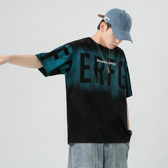 Kunhai Pengyun Men's Trendy Cotton Hooded Short-Sleeve T-Shirt - Loose Fit, Solid Color, Fake Two-Piece Design