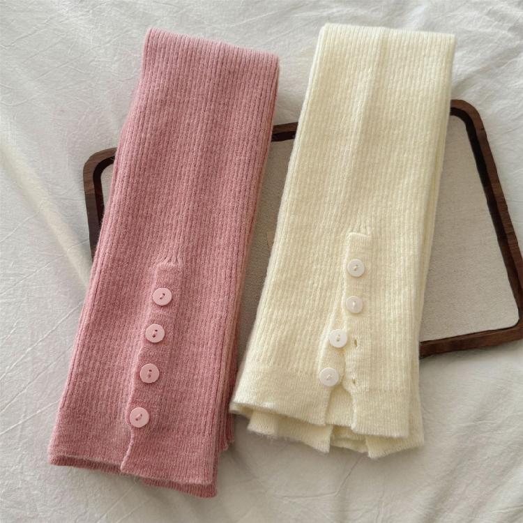 Harajuku Women's Leggings Gaiters Soft Acrylic Knitted Winter Leg Warmers Footless Socks with Side Split Buttons Decors