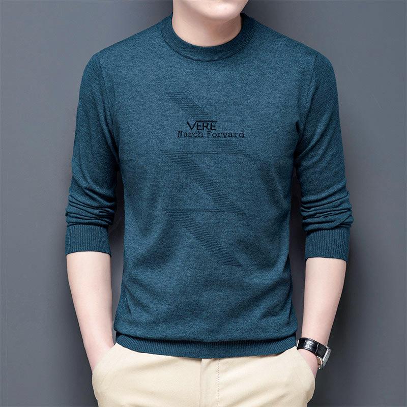 2025 Men s Wool Color Block Round Neck Sweater M/105