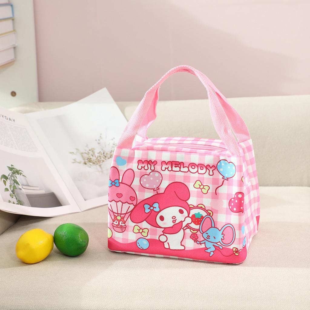 

Kids Cartoon Kuromi Melody Print Lunch Bag Insulated Canvas For School And Daily Use Melondy