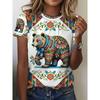 Animal Bear Creative 3D Printed Short Sleeved T-shirt Fashionable Comfortable Soft Breathable Large Loose Womens T-shirt