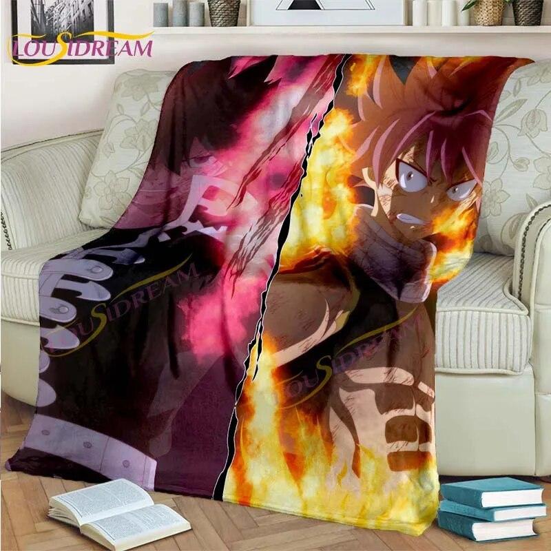 Fairy Tail Blanket Anime Blanket Natsu Blanket 3D Cartoon Covered Blanket Flannel for Bedding Children Room Decor Warm Blanket