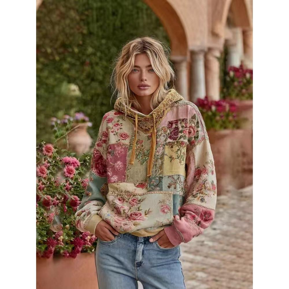 Autumn Floral 3d Print Hoodie Women Fasual European American Style Hoodie Streetwear Sweatshirt Women Clothes Top