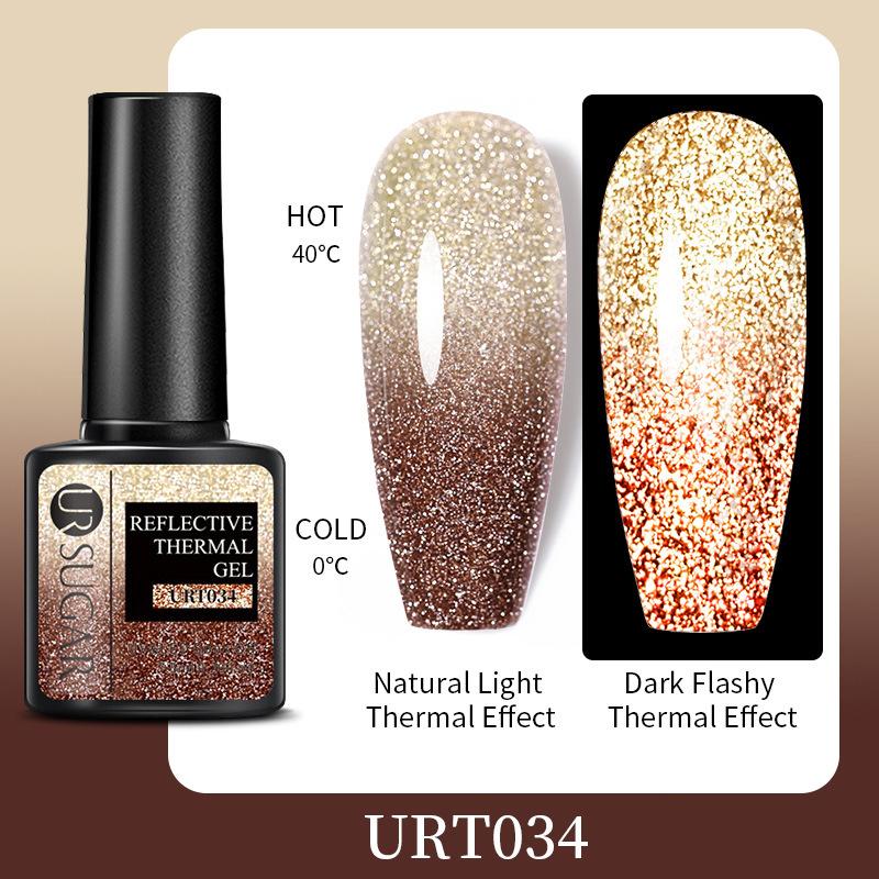 Bouncing Warm Glitter Powder Broken Diamond Glue, Bright And Explosive Glitter Phototherapy Glue Removable Color-Changing Nail Polish Glue Set