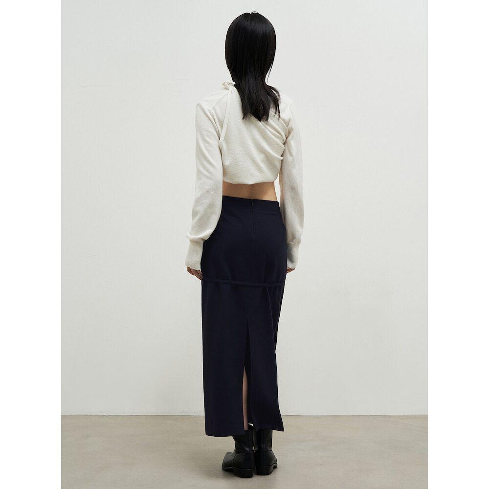 Anggae Back Tied Long Skirt Navy