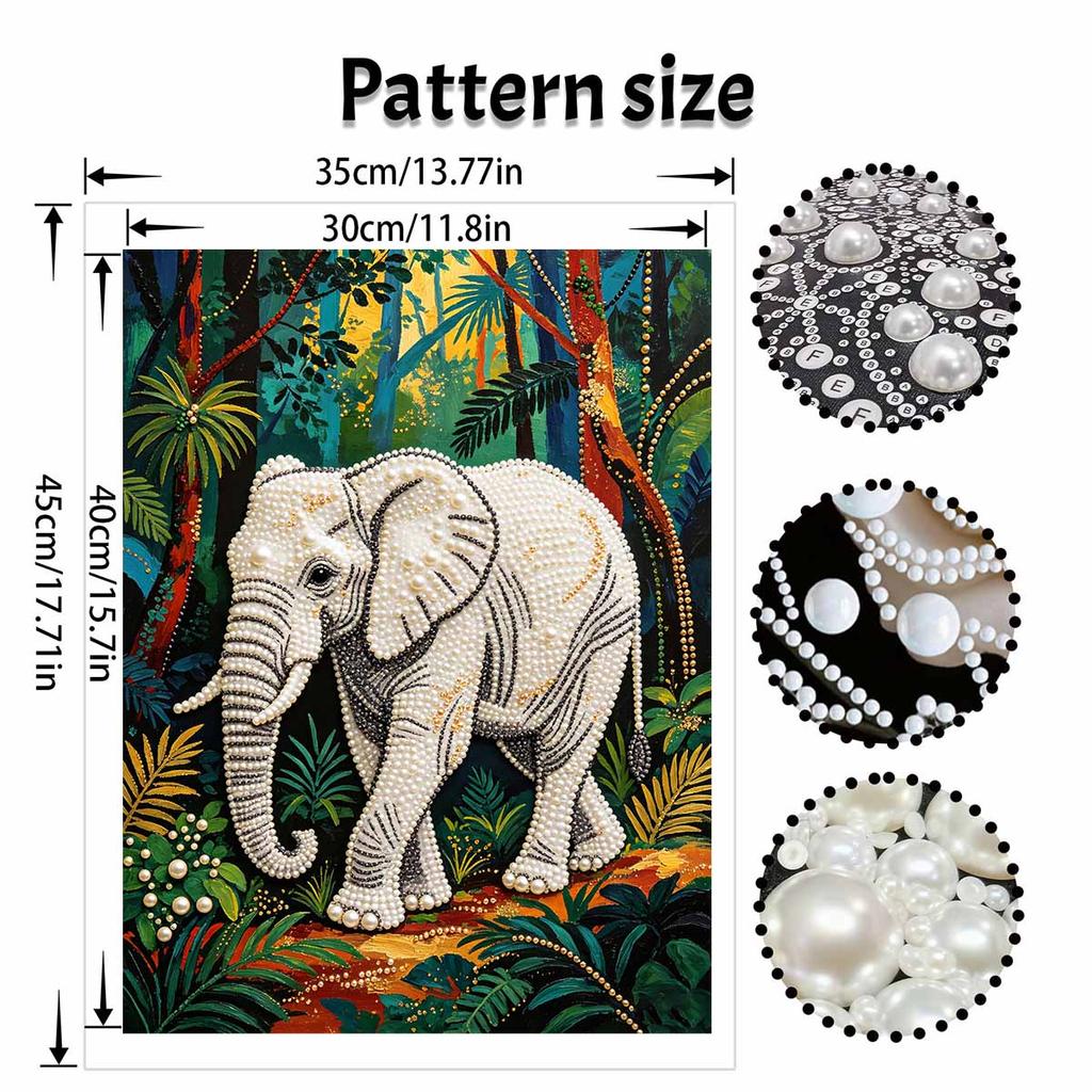 DIY Pearl Art Painting Majestic Elephant Handmade Craft Modern Wall Decor Leisure Relax Activity Nice Gift for Novice Art Practitioners Home
