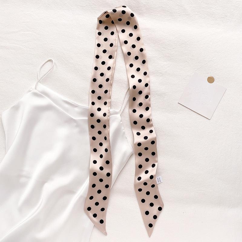 Women Narrow Long Scarf 190X4.5Cm Polka Dot Tie Bag Ribbon Headband Choker Streamer Lady Accessories