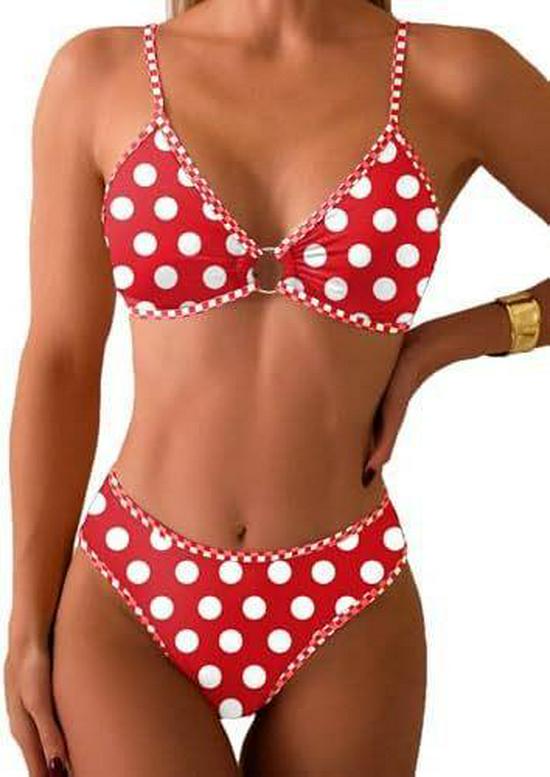 Verspielter Floral 2025O Damen Zweiteiliger Bikini mit Ring-Verknüpftem Dreiecksdesign