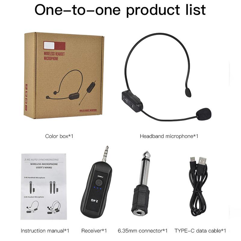 2.4G Wireless Microphone For Voice Amplifier Headset High Fidelity Smart Noise Cancelling Plug Play For Karaoke Speaker Mic