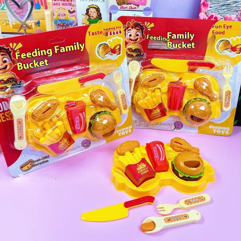 1 Set Creative Stress Relief Kit Fun Burger Feeding Toy Spoon Role Play Toys Children'S Imaginative Game Gifts For Boys And Girl