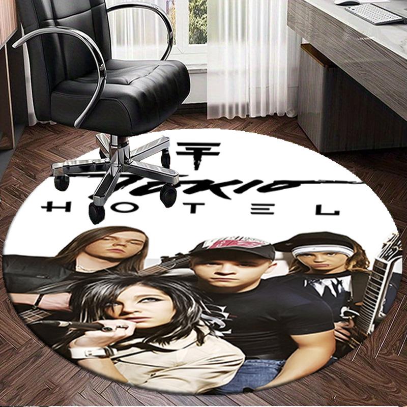 1PC Tokio Band Portrait With Caps Round Rug, Non-slip Chair Mat, Home Decor, Circle Carpet Perfect for Office, Bedroom, Living Room,Christmas Gift