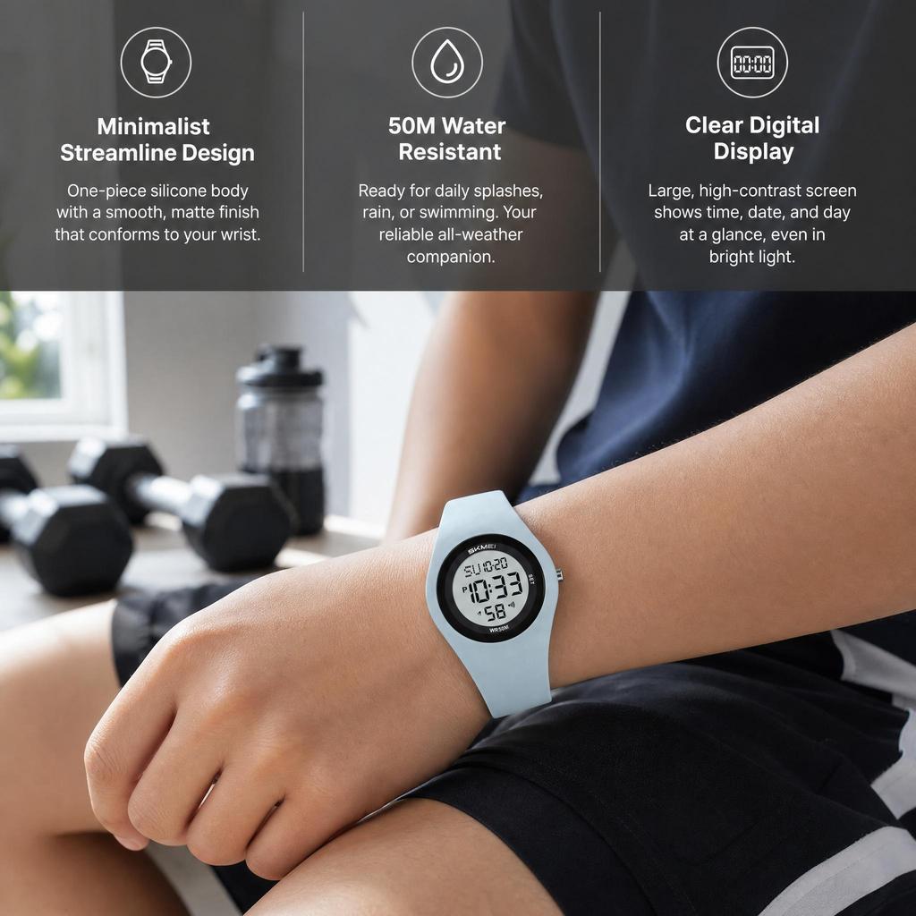 Unisex Sports Watch SKMEI Silicone Strap School EL Backlight 2618