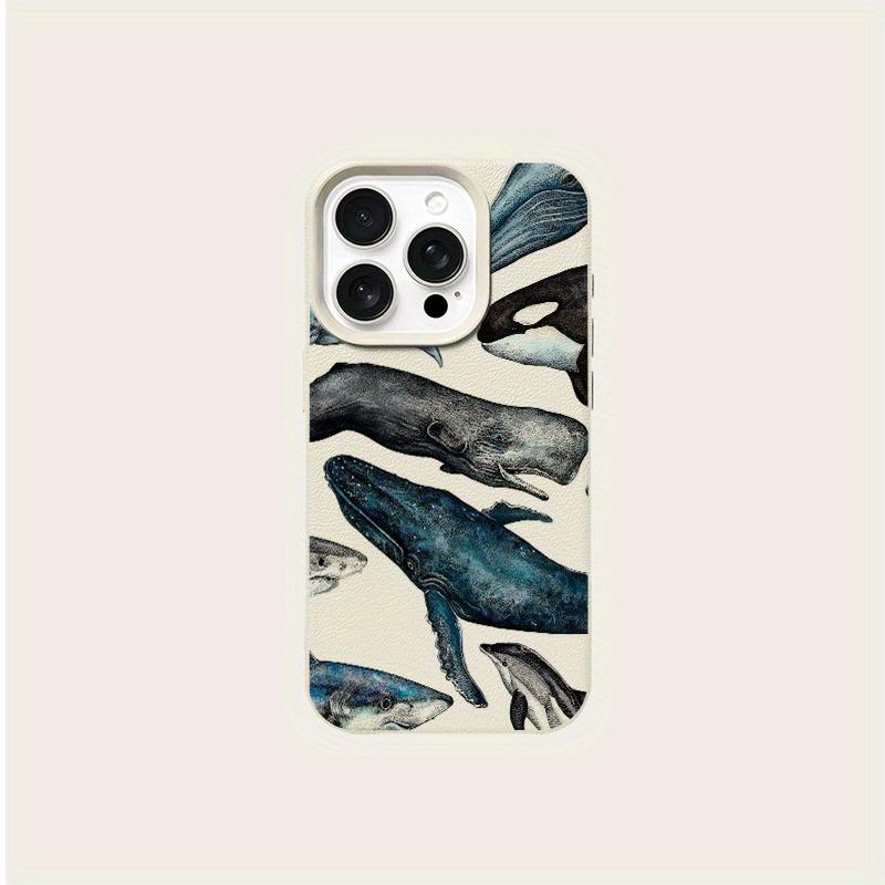 

Retro whale pattern phone case, suitable for iPhone 17, 16, 15, Plus, Pro, Max series phones - ideal for use as a gift iPhone 16 Pro