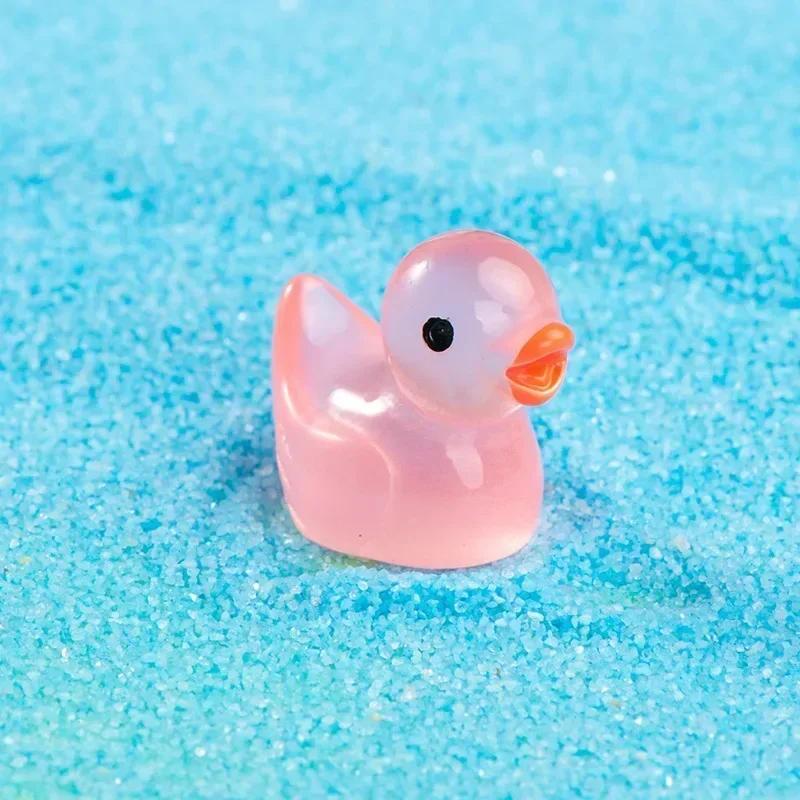 Mini Duck Glow At Night Miniature Figurines Cute Fairy Garden Decoration Luminous Swan Duck Desk Ornaments Dollhouse Crafts DIY
